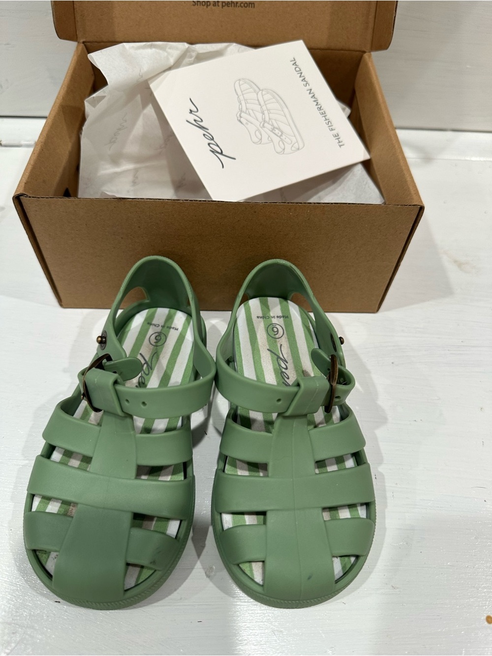 Kids Green Strappy Fisherman Sandals by Pæhr